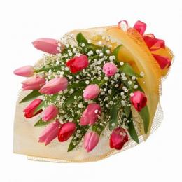 2色チューリップの花束