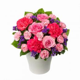  ピンクバラの華やかなアレンジメント