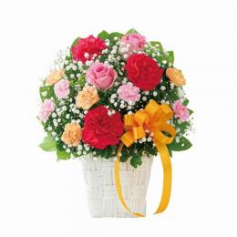 ピンクバラとカーネーションの母の日アレンジメント