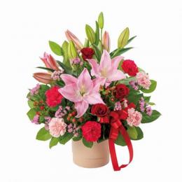 ユリとバラの豪華なアレンジメント