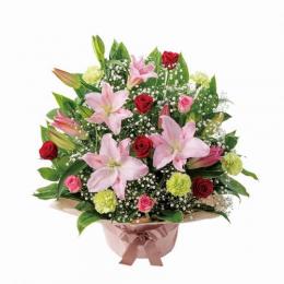 ユリとバラのプレミアムアレンジメント