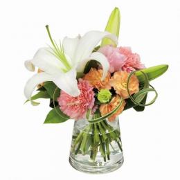 白ユリのグラスブーケ(花瓶付き)