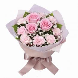 ピンクバラの花束