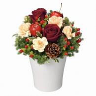 赤バラのウィンターアレンジメント